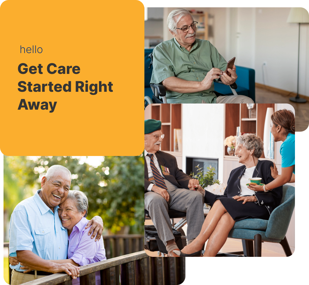 Photo collage of senior patients receiving genuine care.